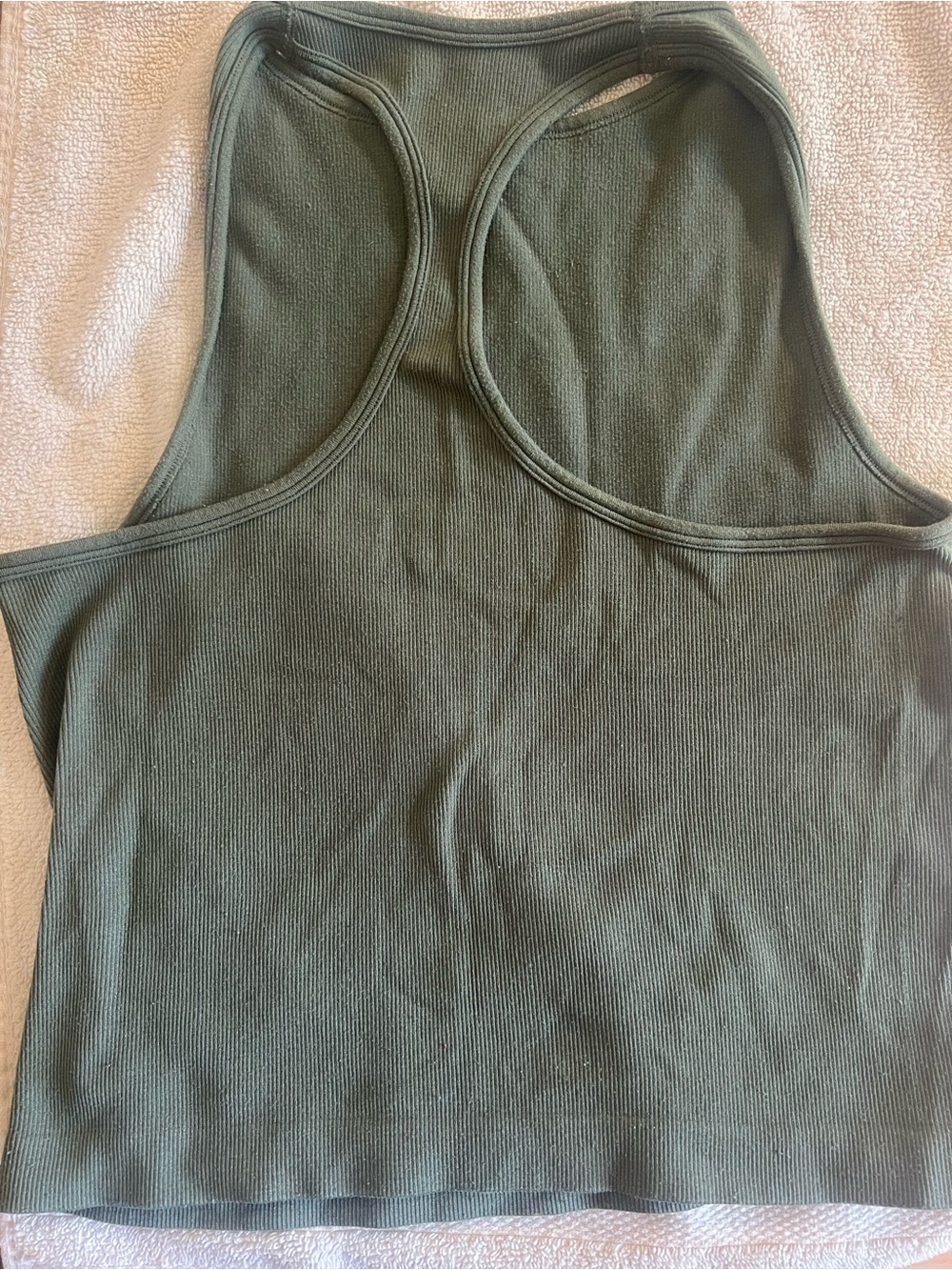 Free People Ribbed High Neck Racerback Tank - Olive - Picture 2 of 3